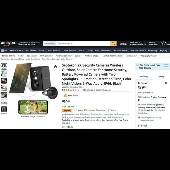 Septekon 2K Security Cameras Wireless Outdoor, Solar Camera for Home Security - Picture 6 of 6